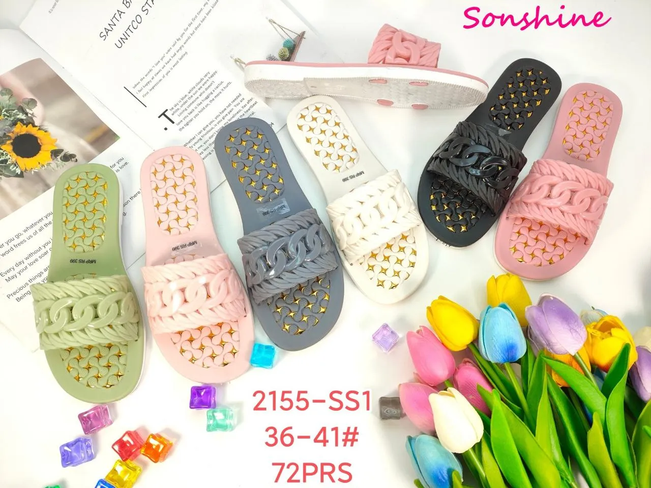 DATA-2155-SS1 Sonshine Women’s Trendy Chain Design Slippers