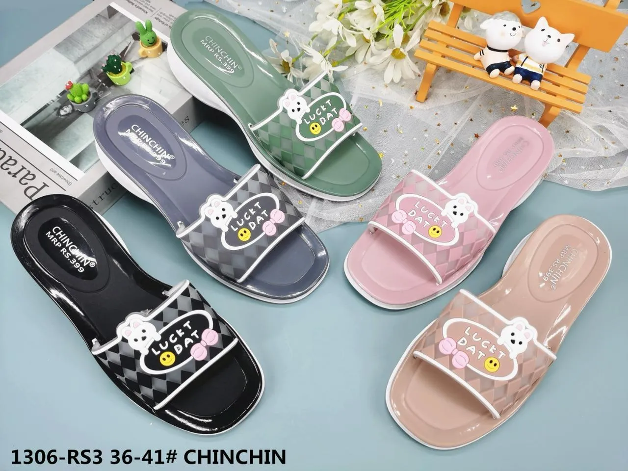 DATA- 1306-RS3 Women’s Fashion Bunny Bow Slides
