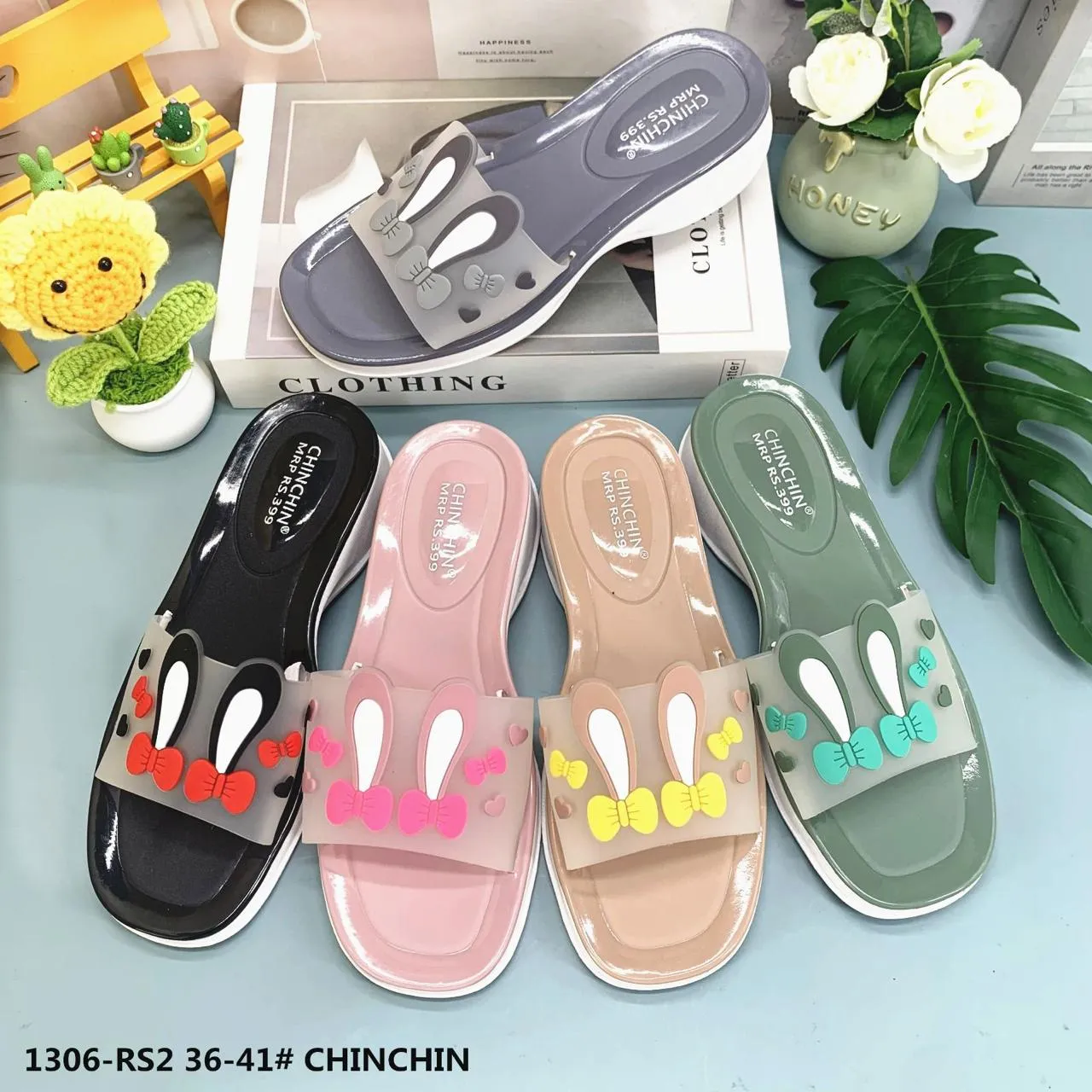 DATA- 1306-RS2 Women’s Fashion Bunny Bow Slides