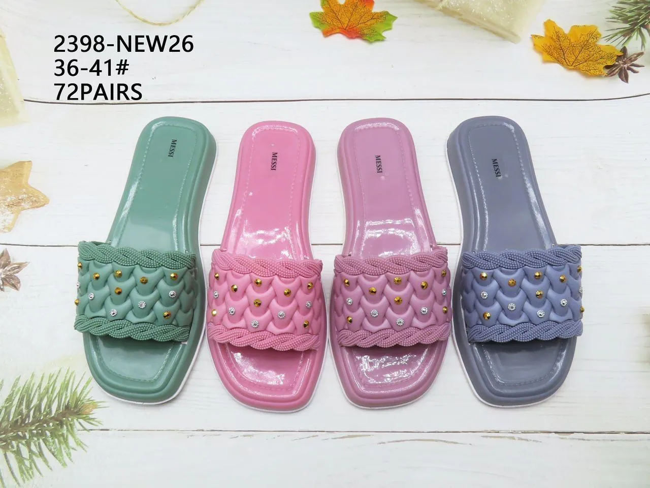 DATA-2398-NEW26 Women Stylish Studded Slides