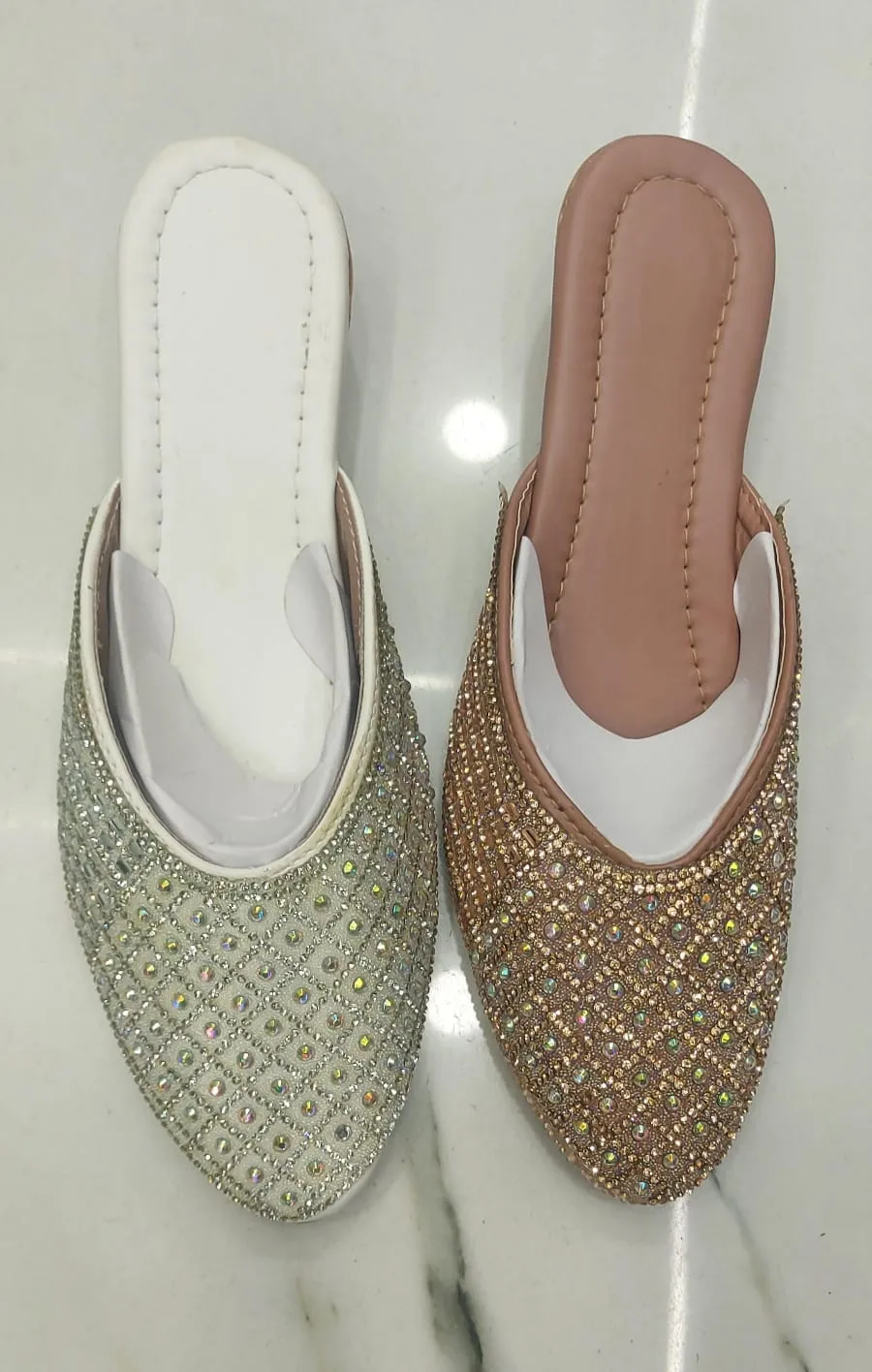 Women's Embellished Designer Jutti – Pearl White