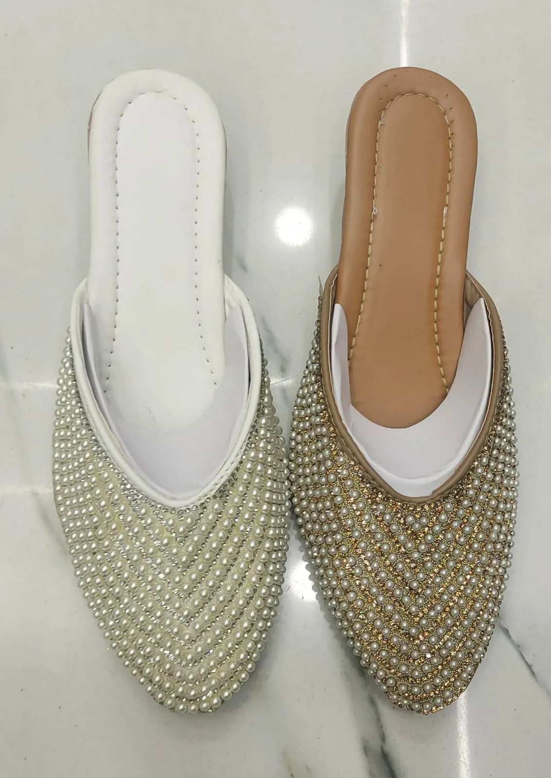 Women's Premium Beaded Ethnic Jutti – Gold & Silver Combo