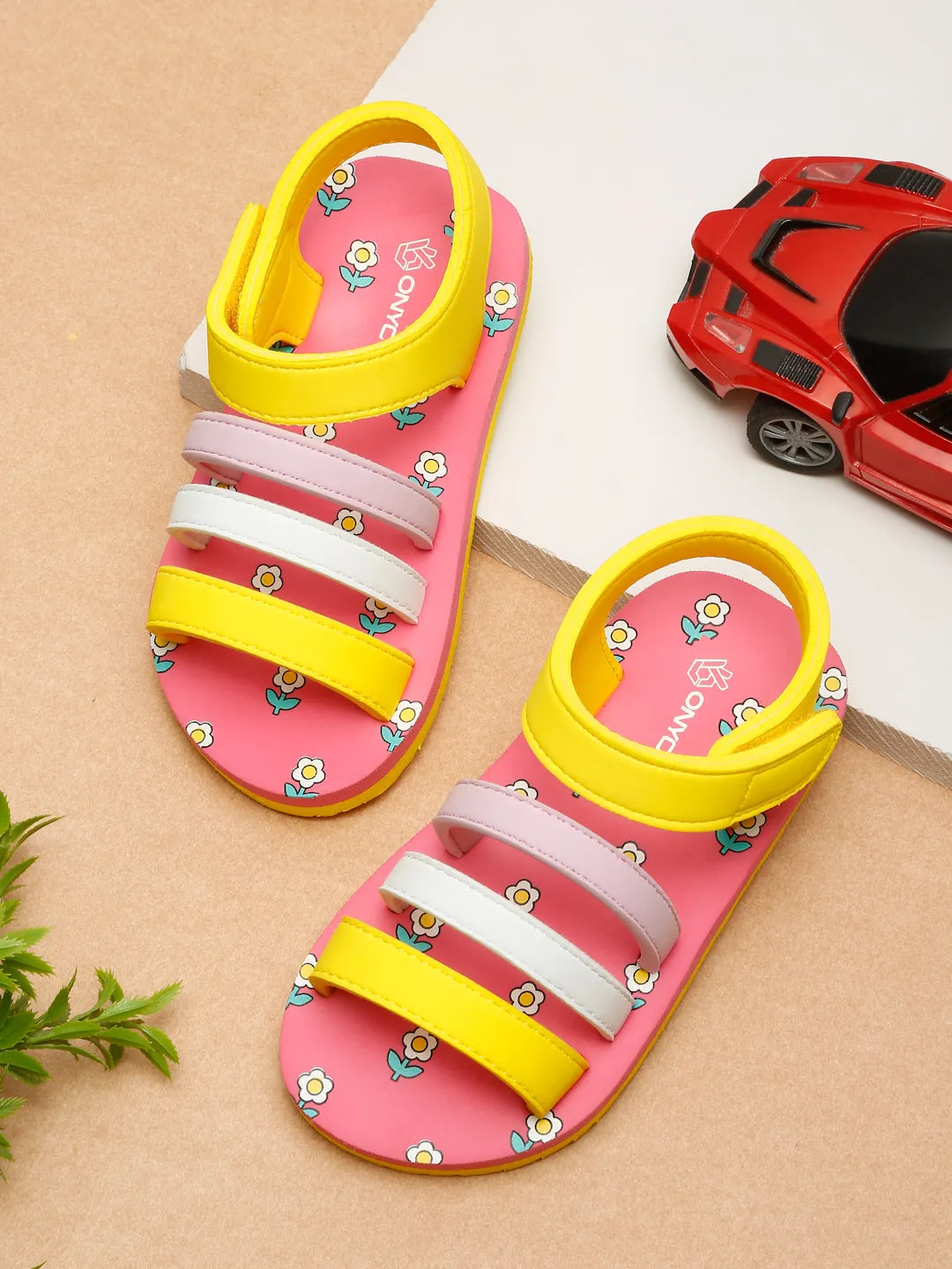 ONYC-KN0087 Premium Blossom Flower Sandals - Pink (Girls)