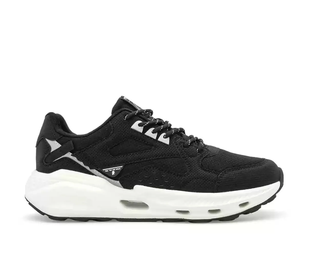 PINO-SNK-BLK-WHT Men Black Mesh Sports Sneakers with Cushioned Sole