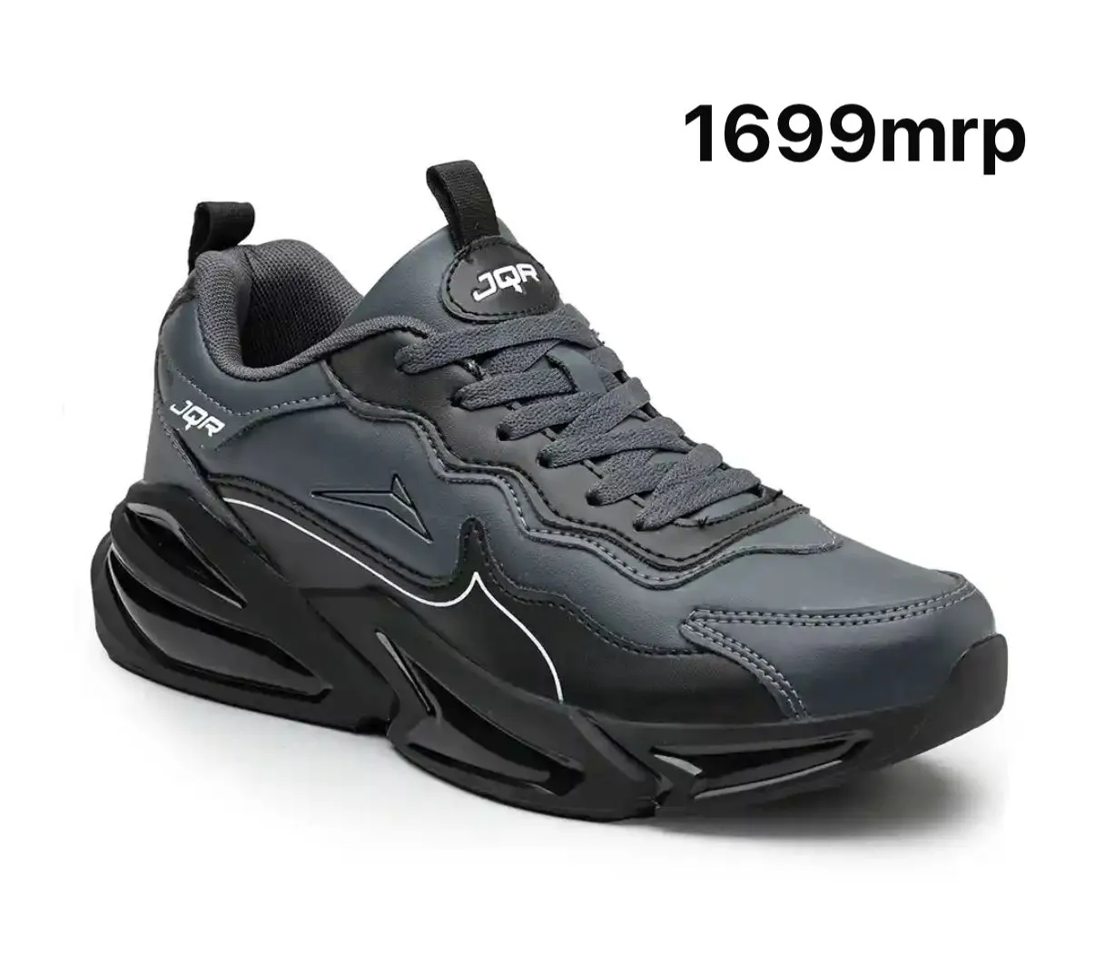 PINO-809 JQR Men’s Grey & Black Chunky Sports Sneakers – Trendy Casual Wear