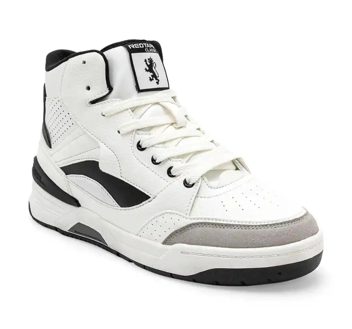pino-908 RedTape Men’s White & Black High-Top Sneakers – Classic Street Style