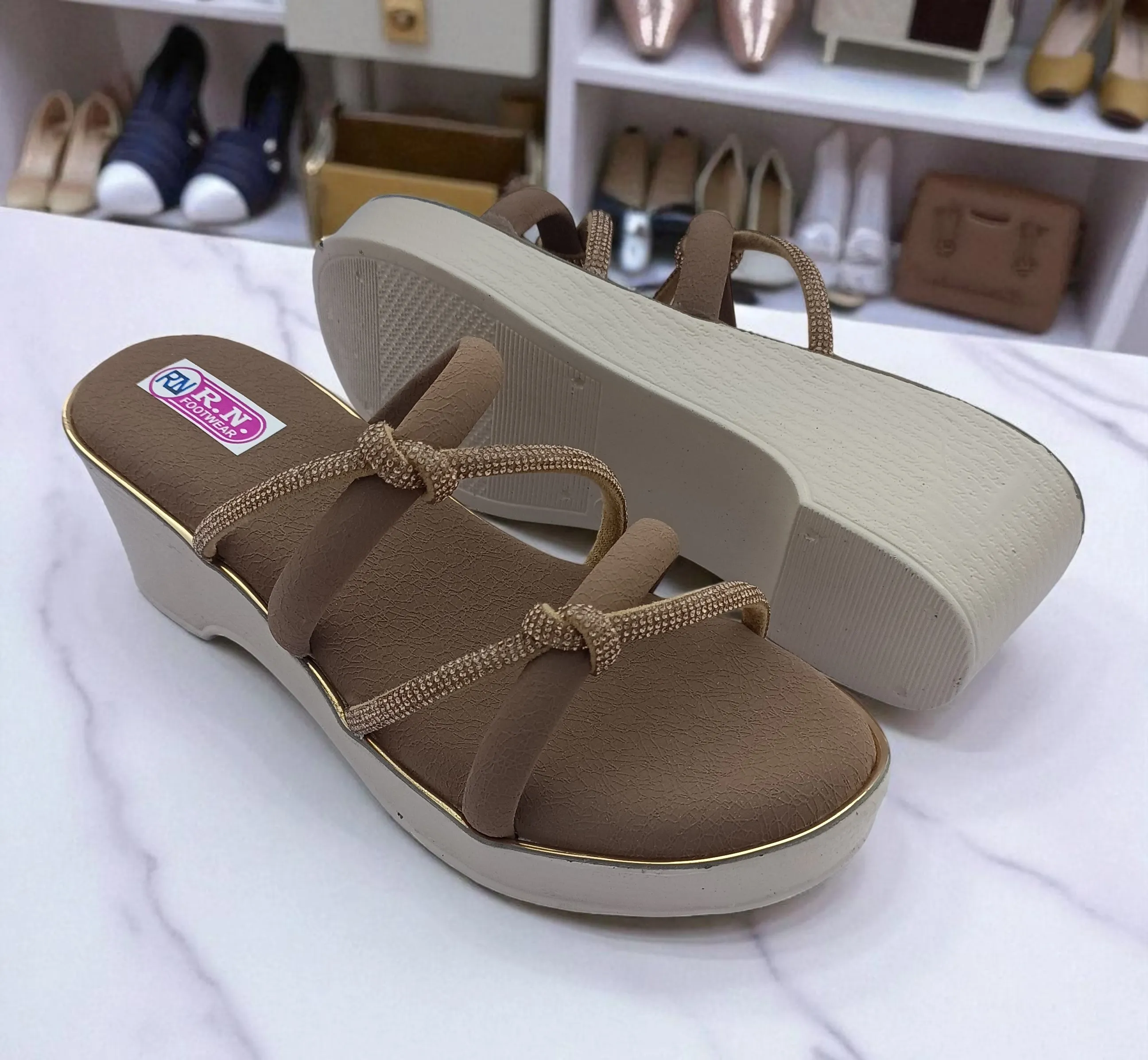 R.N FOOTWEAR-904 Women’s Embellished Wedge Sandals