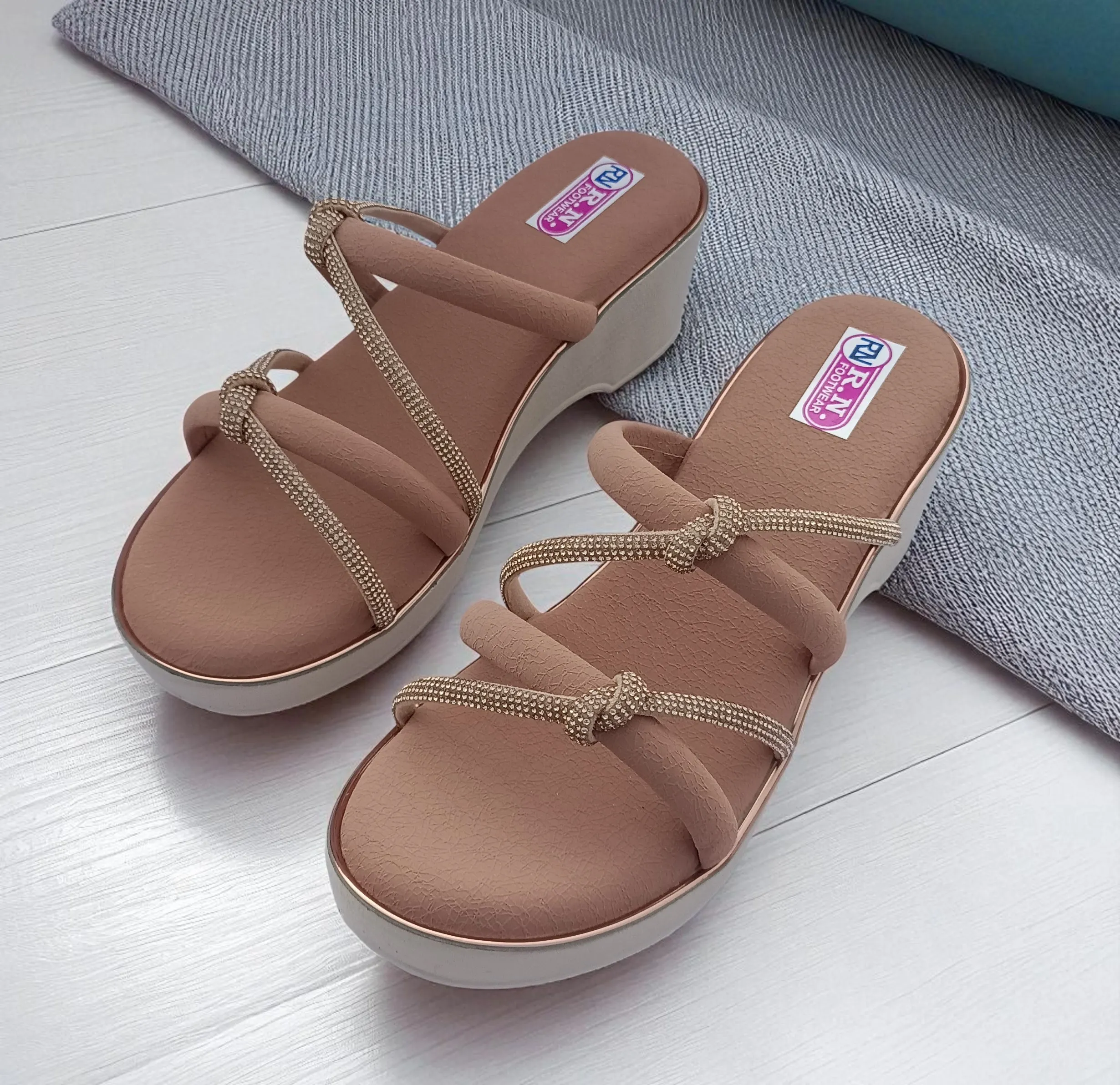 R.N FOOTWEAR-904-1 Women’s Embellished Wedge Sandals