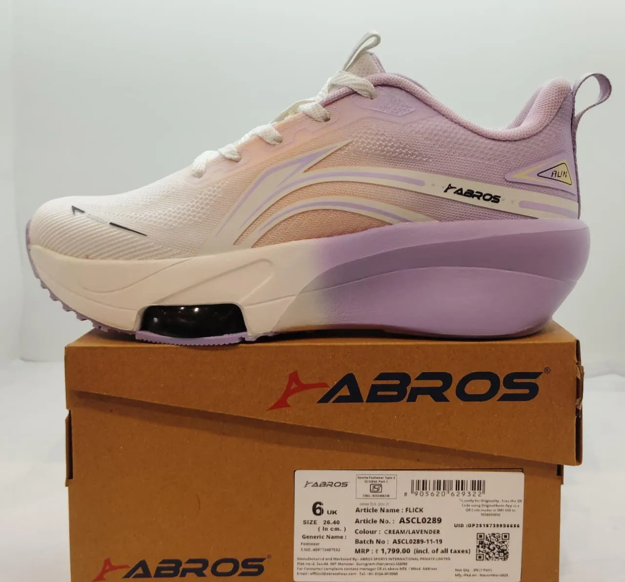 ABROS-ABROS FLICK Running Shoes – Cream/Lavender
