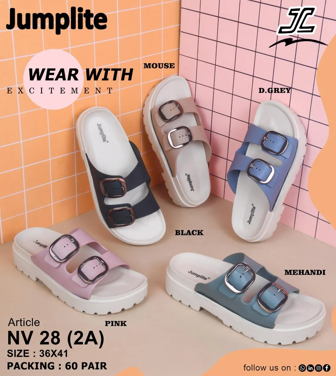 JUMPLITE- NV 28 (2A) Women's Fashion Buckle Slides