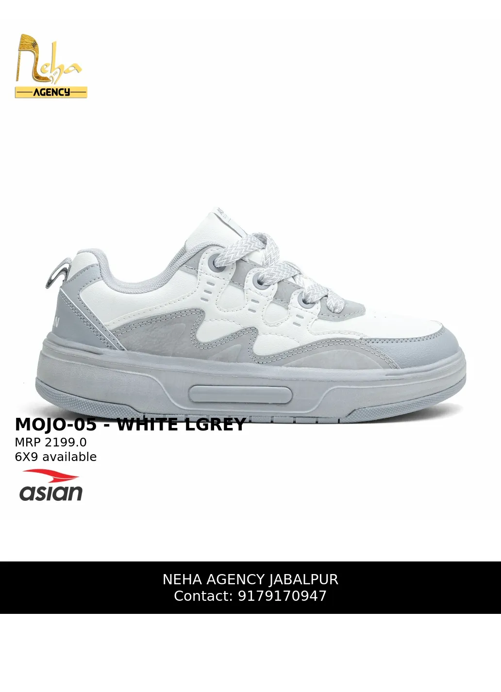 ASIAN- MOJO-05 White Light Grey Casual Sneakers