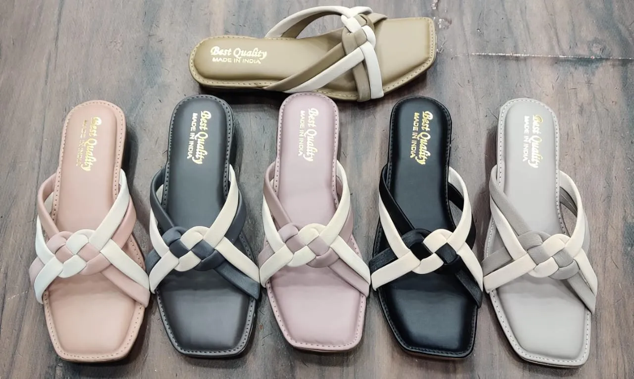 SAHELI FOOTWEAR- SF-019 Women’s Elegant Braided Cross-Strap Flat Sandals