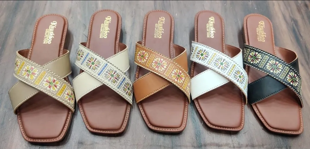 SAHELI FOOTWEAR- SF-020 Women’s Elegant Braided Cross-Strap Flat Sandals